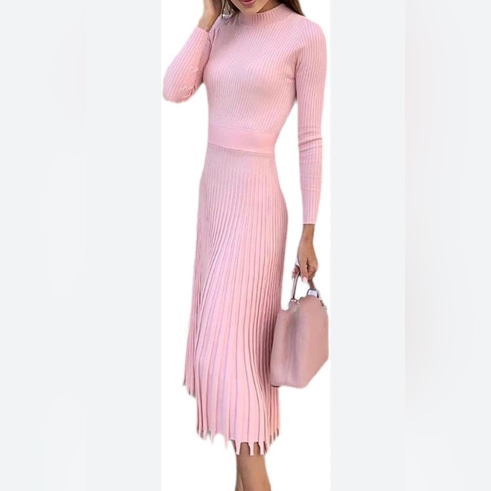 Women's Knitted Long Dress Slim Fit Retro Dress Party Sweater Dress size small